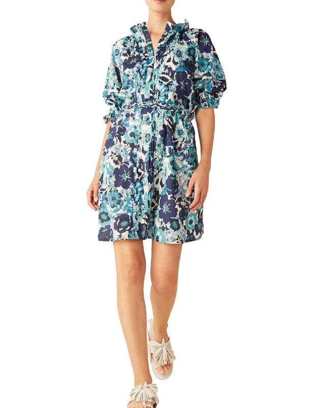 ladies-floral-dress-statement-sunset-Billie Dress In Retro Floral Blue | Retro Floral Blue