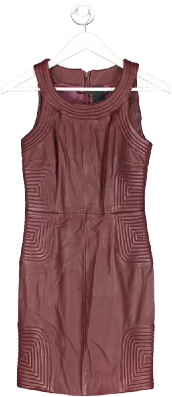 ladies-mini-dress-satin-sleek-Faith Connexion Red Leather Geometric Mini Dress UK XS/S