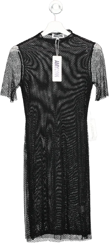 ladies-mini-dress-street-sizzle-Amy Lynn London Black Mila Embellished High Neck Mini Dress UK XS