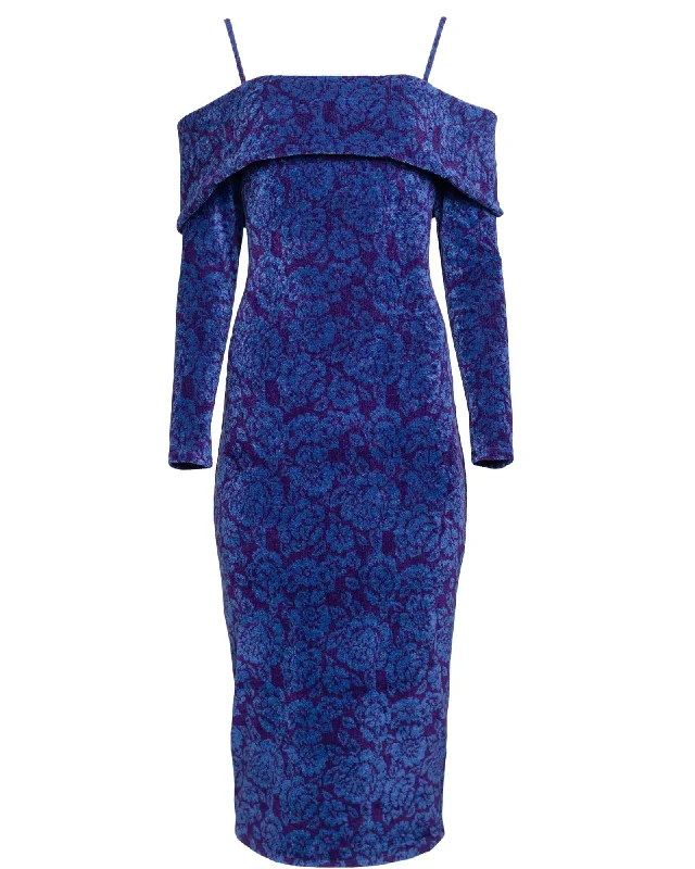 ladies-floral-dress-nature-nimbus-Cuffed Floral Sweater Dress | Blue