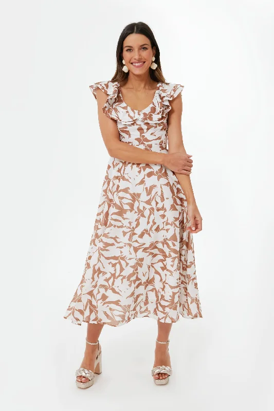 ladies-floral-dress-brunch-bloom-Brown Floral Priya Dress