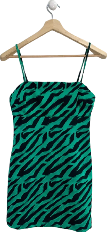 ladies-mini-dress-stretchy-skip-River Island Green & Black Zebra Print Mini Dress UK 10