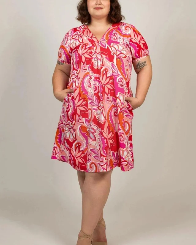 ladies-floral-dress-holiday-hush-Candy Dress A-line V-Neck Floral Print Pink | Pink