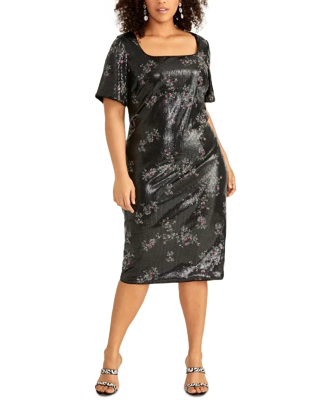 ladies-floral-dress-velvet-violet-Rachel Roy Women's Trendy Plus Floral Sequin Dress Black Size 20W | Black