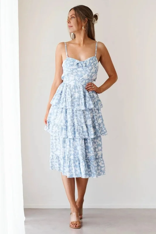 ladies-floral-dress-royal-ripple-Martha Dress - Blue Floral