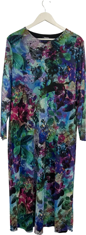 ladies-floral-dress-v-neck-velvet-SimplyBe Multicoloured Multi Floral Print Mesh Column Dress UK 26