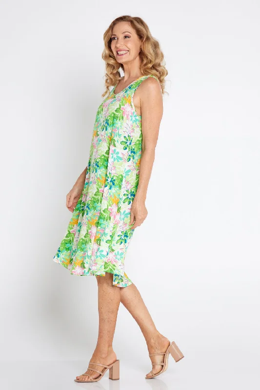 ladies-floral-dress-summer-sunset-Susie Dress - Green Tree Floral