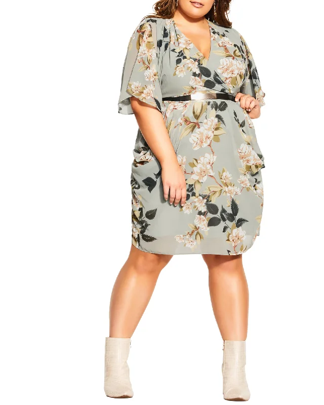 ladies-floral-dress-sky-sprig-Gina Belted Dress | Magnolia Floral