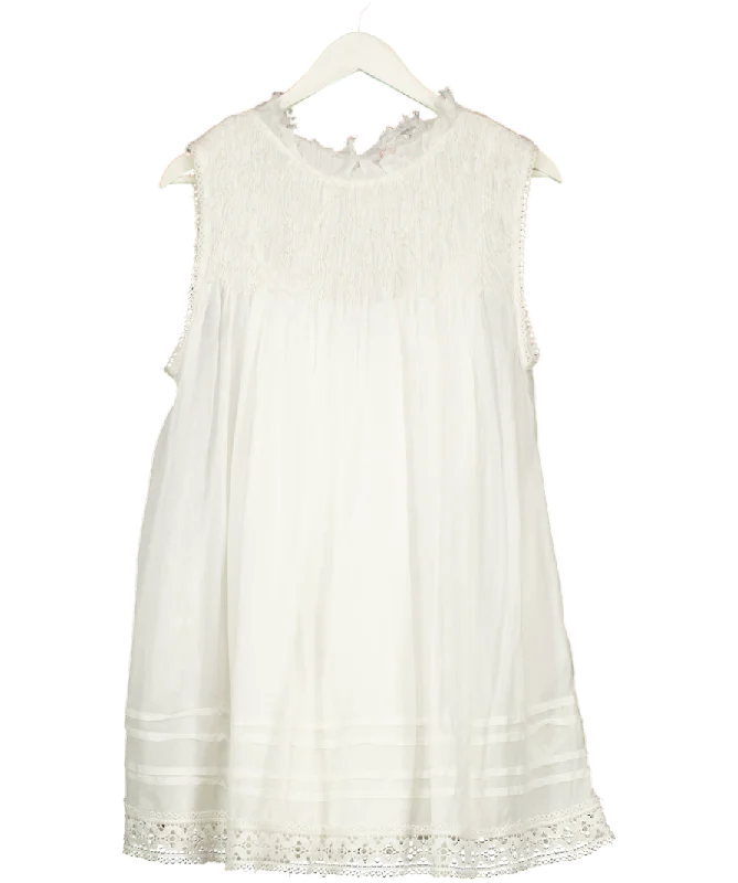 ladies-mini-dress-fresh-flair-Free People White Smock Mini Dress UK S