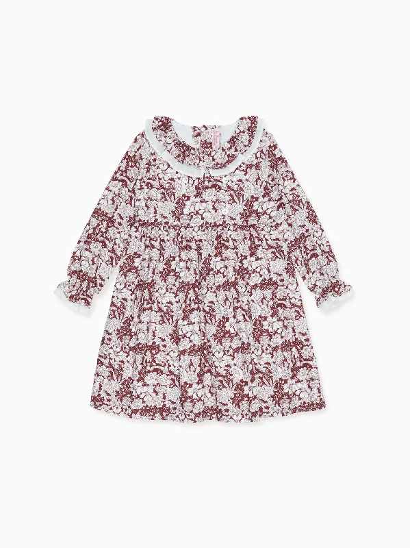 ladies-floral-dress-meadow-mist-Burgundy Floral Daphne Girl Dress