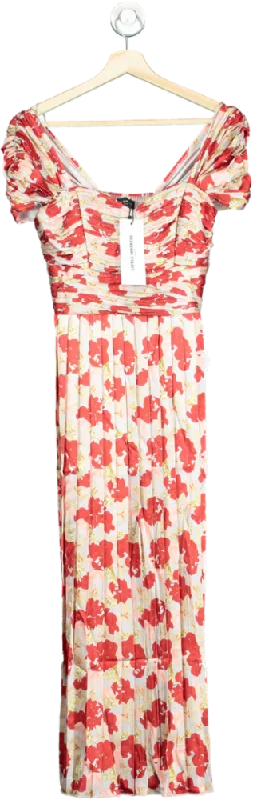 ladies-floral-dress-wrap-wildflower-Little Mistress Red Jackson Floral Print Pleated Midaxi Dress UK 10