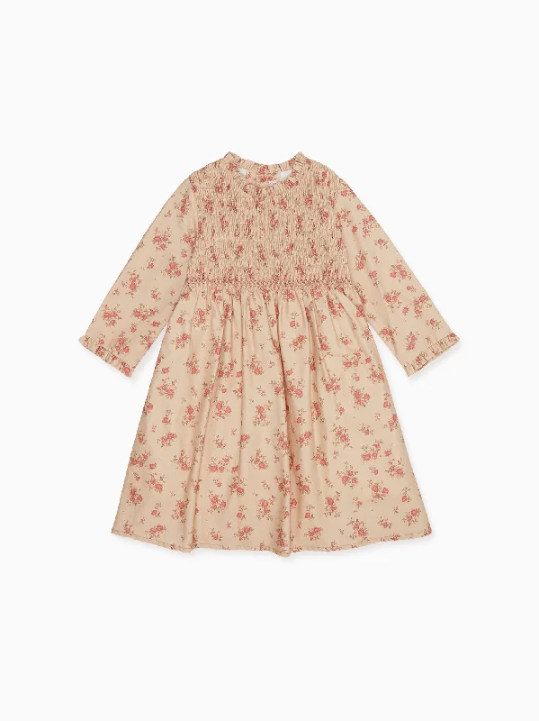 ladies-floral-dress-linen-lush-Pink Floral Ivina Girl Smock Dress