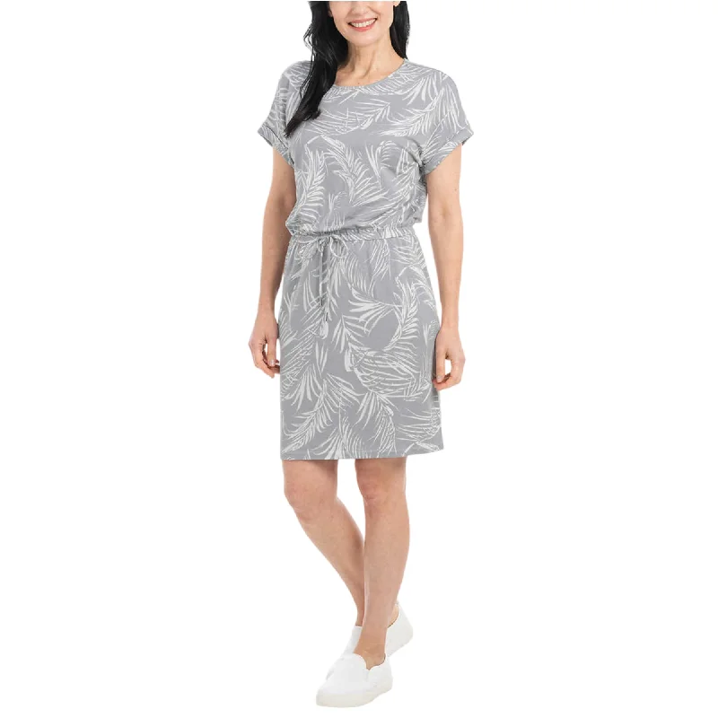 ladies-mini-dress-satin-sleek-Hilary Radley Women's Short Sleeve Drawstring Waist Mini Dress