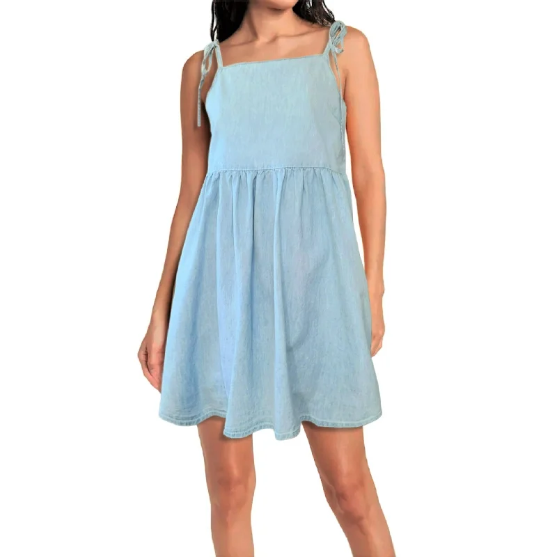 ladies-mini-dress-halter-hot-ASOS Tie Straps Lightweight Denim Mini Dress