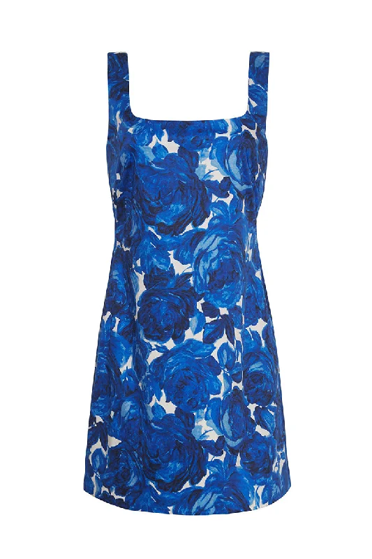 ladies-floral-dress-ecru-essence-Sandra Dress | Floral Garden Blue