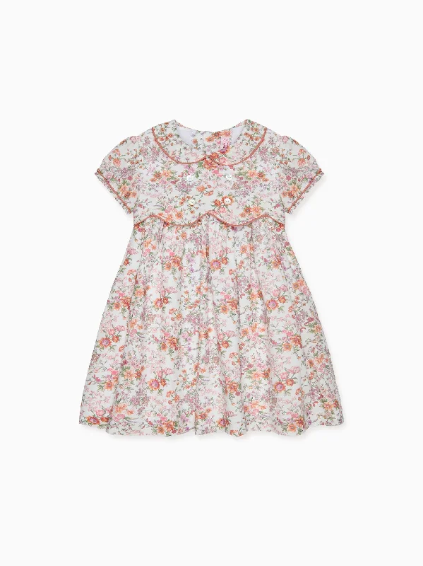 ladies-floral-dress-tie-front-tulip-Pink Floral Romina Girl Dress