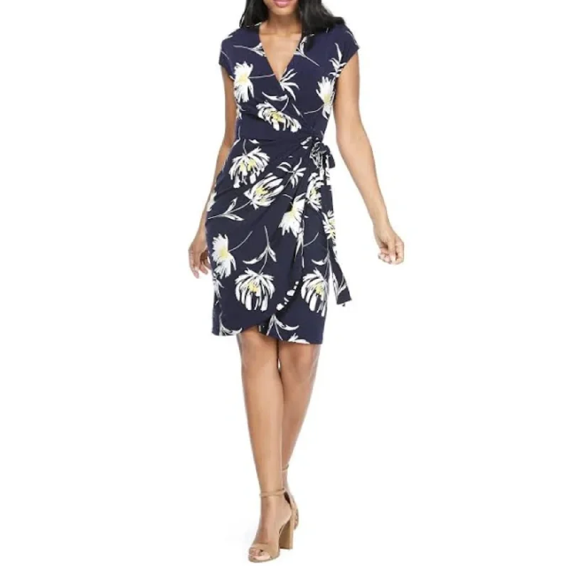 ladies-mini-dress-nightlife-nerve-Maggy London Women's Floral Print V-neck Wrap Mini Dress