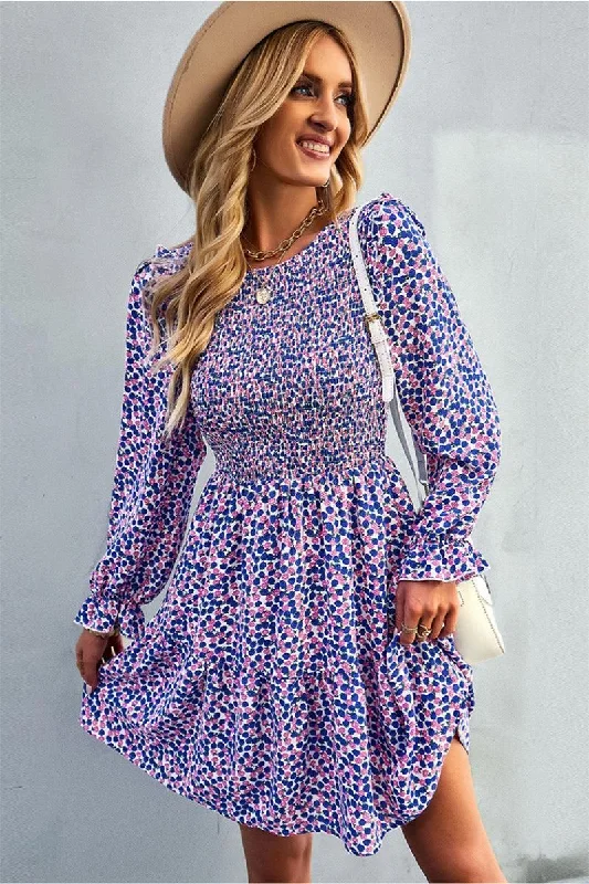 ladies-floral-dress-teal-tide-FLORAL PATTERN BASIC DRESS