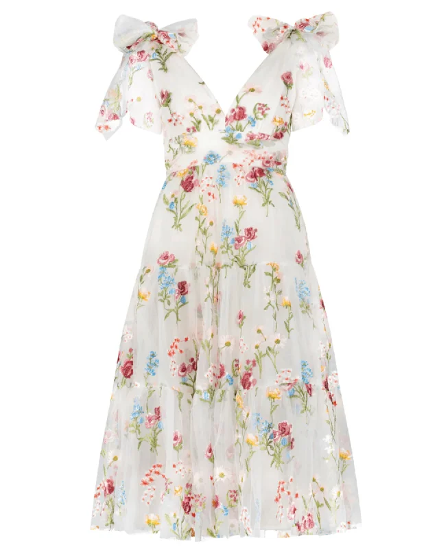 ladies-floral-dress-sapphire-sweep-Margaret Dress | White Floral