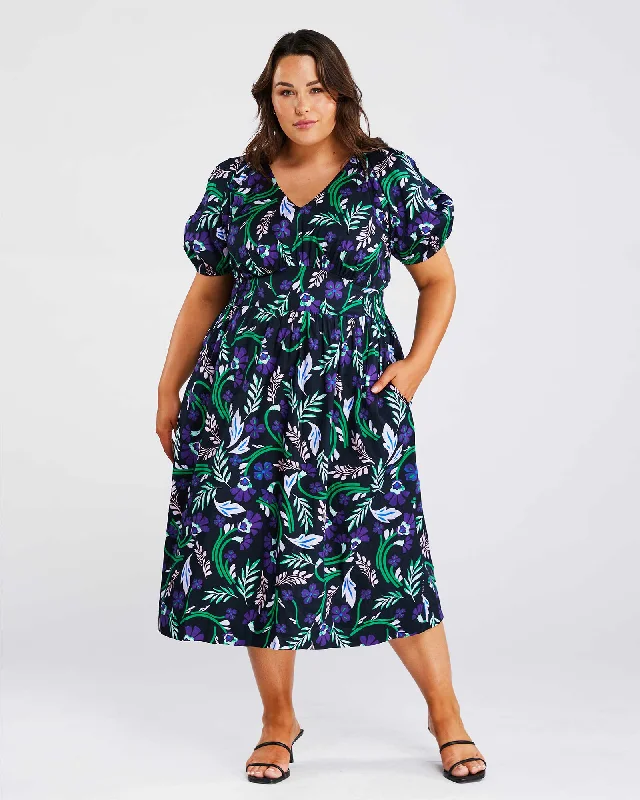 ladies-floral-dress-mesh-mirth-Ultraviolet Floral Dress | Print