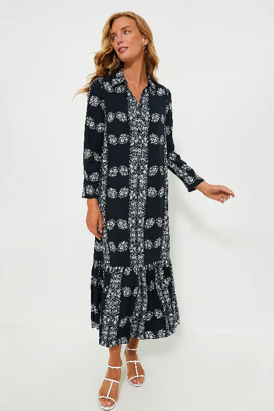 ladies-floral-dress-lily-lift-Navy Floral Miller Maxi Shirt Dress