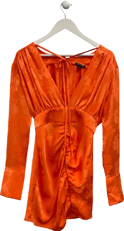 ladies-mini-dress-maroon-might-Noughts & Kisses Orange Long Sleeve Mini Dress UK XS