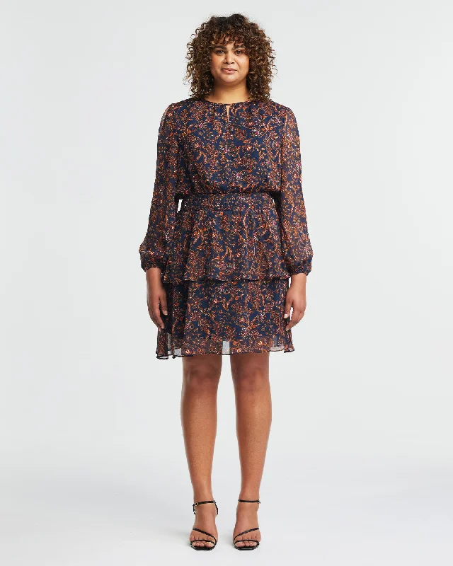 ladies-floral-dress-salmon-sprout-Rivington Floral Dress | ORANGE/NAVY