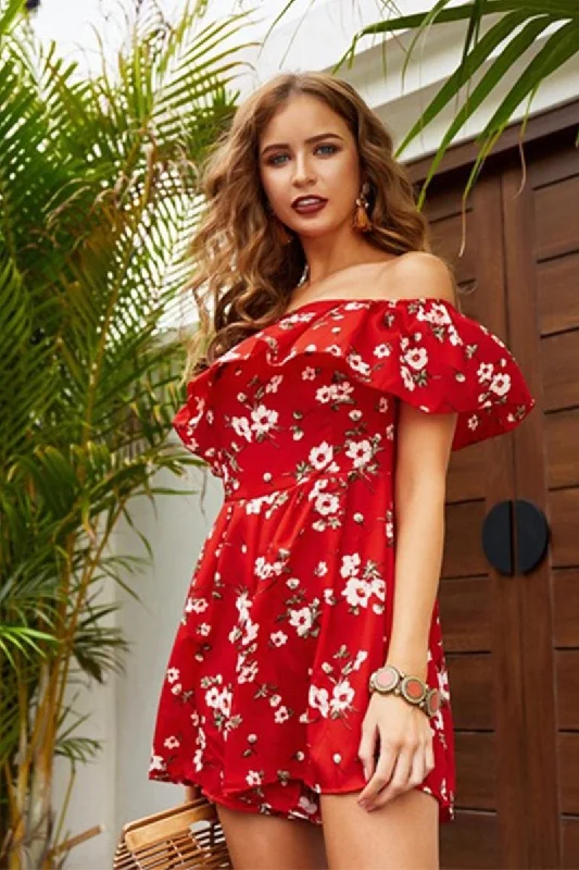 ladies-floral-dress-edgy-ember-OFF SHOULDER FLORAL PRINTING SHORT DRESS