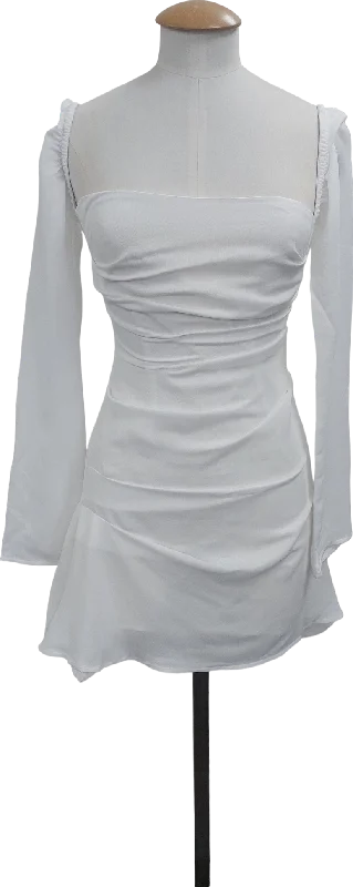 ladies-mini-dress-striped-snap-White Fox White This Just In Long Sleeve Mini Dress UK XS