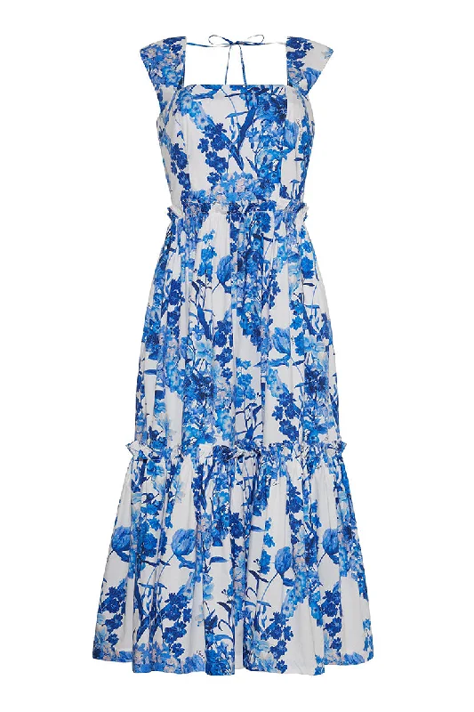 ladies-floral-dress-lavender-lush-Claire Dress | Blue Floral Boho