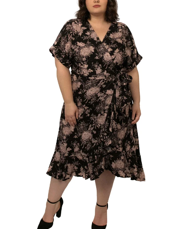 ladies-floral-dress-edgy-ember-Victoria Crossover Wrap Dress Floral Black | Black