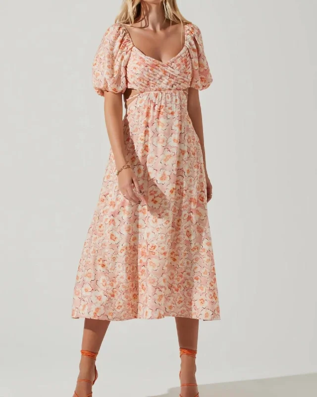 ladies-floral-dress-preppy-petal-Talina Dress In Orange Floral | Orange Floral