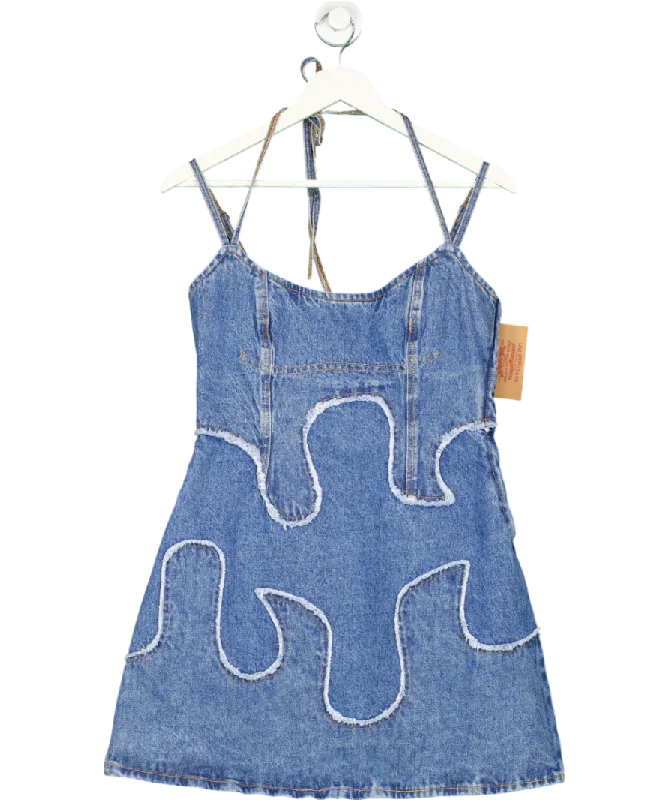 ladies-mini-dress-custom-chic-levis Blue Denim Mini Dress 100% Cotton UK L