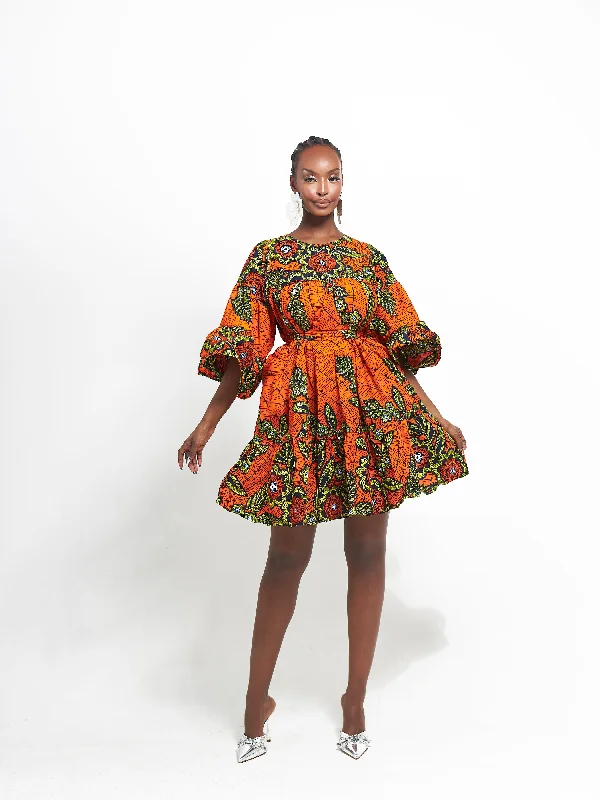 ladies-mini-dress-travel-tango-OYIN African Print Tiered Mini Dress