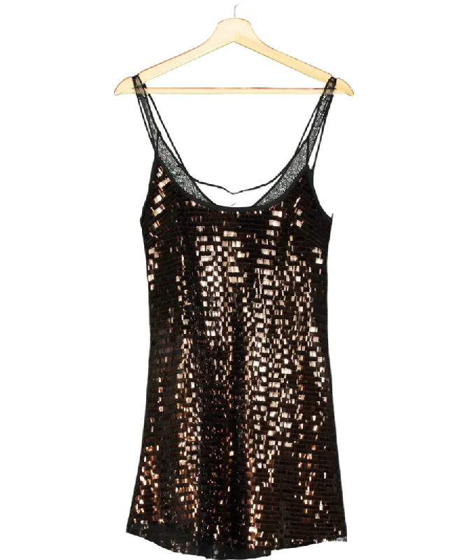 ladies-mini-dress-teal-twirl-Free People Black Disco Fever Mini Slip Dress UK S