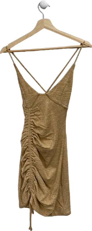 ladies-mini-dress-leather-lush-Babyboo Gold Sparkle Angel Mini Dress XS