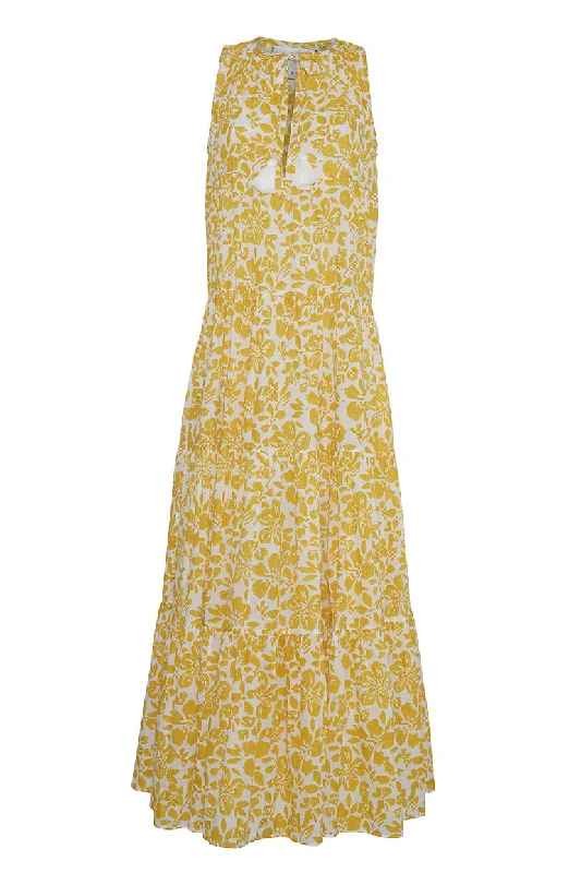 ladies-floral-dress-blush-breeze-Grace Dress | Wood Block Floral Yellow