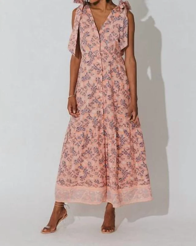 ladies-floral-dress-playful-pansy-Astrid Ankle Dress In Positano Floral | Positano Floral