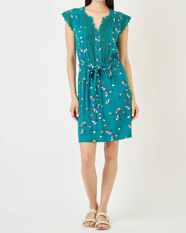 ladies-floral-dress-effortless-ember-Lailah Floral Knit Dress in Slate Teal | Slate Teal