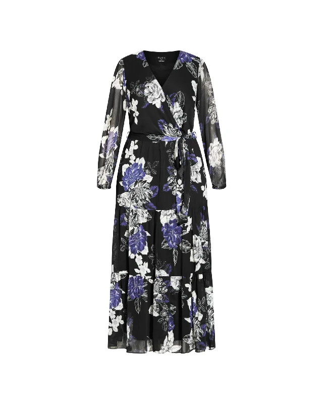 ladies-floral-dress-swingy-sprig-Maisie Epic Floral Dress | Black / Azure Blue