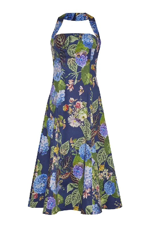 ladies-floral-dress-cinnamon-calm-Monroe Dress | Avery Floral Evening Blue