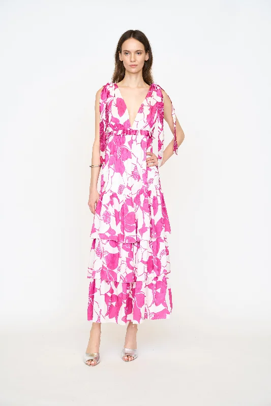 ladies-floral-dress-blue-bloom-Alexa Dress | Pink Chelsea Floral