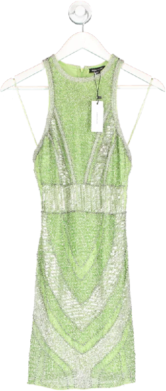 ladies-mini-dress-lapis-lift-Karen Millen Green Premium Beading And Embellished Mini Dress BNWT UK 6