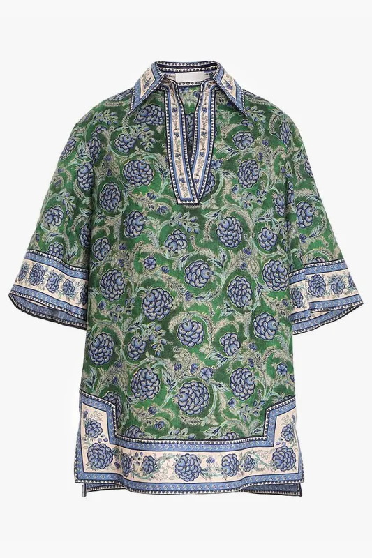 ladies-floral-dress-street-sage-Green and Blue Floral Junie Tunic Dress