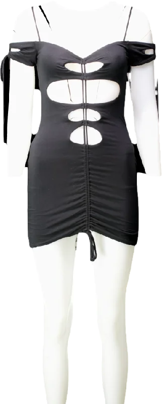 ladies-mini-dress-handmade-hype-h:ours Black Cut Out Mini Dress UK XS