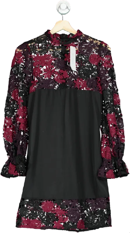 ladies-mini-dress-sand-sleek-French Connection Black/Red Lace Mini Dress UK 6