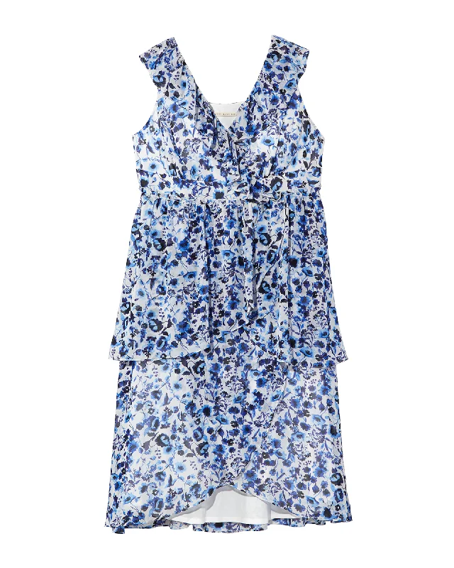 ladies-floral-dress-luxe-lush-Belinda Floral Dress | Light Blue / Ivory