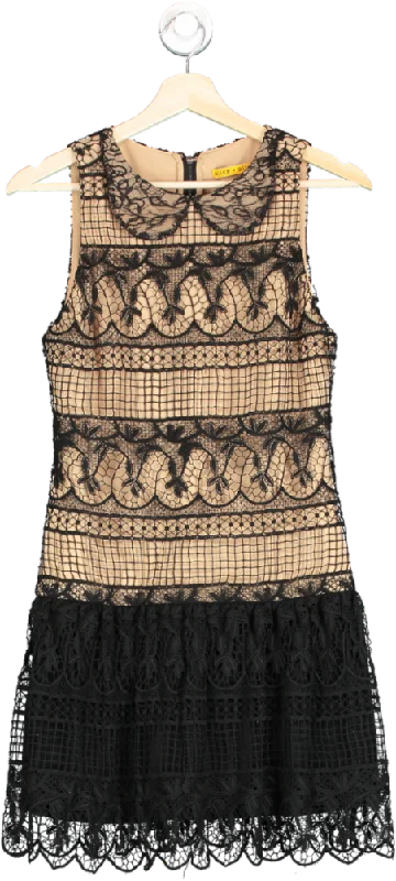 ladies-mini-dress-flirty-fling-Alice + Olivia Black Lace Mini Dress UK S