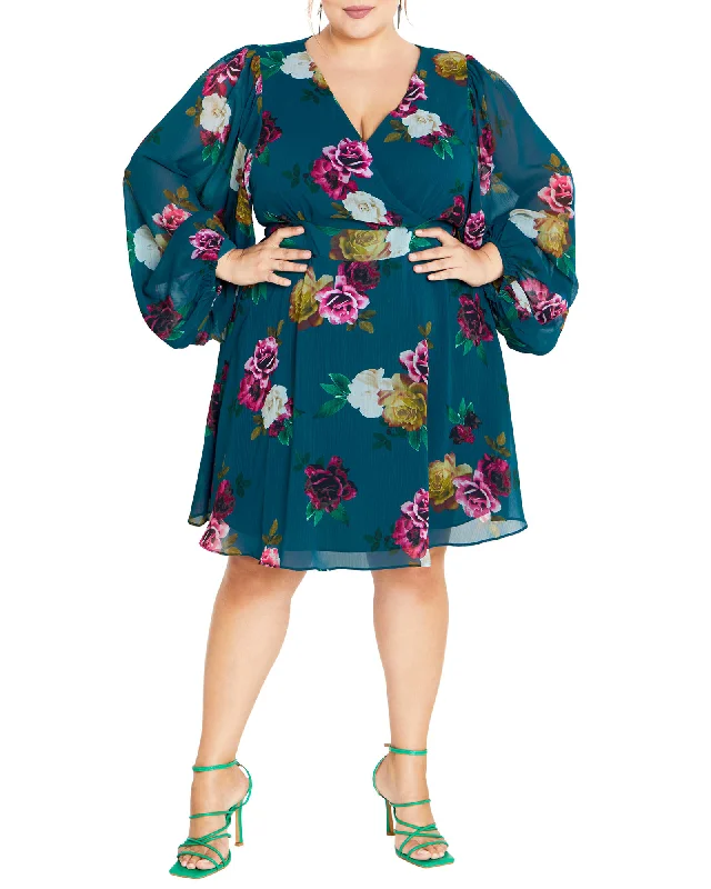 ladies-floral-dress-sophisticated-sprout-Khloe Floral Dress | Teal Bright Desire