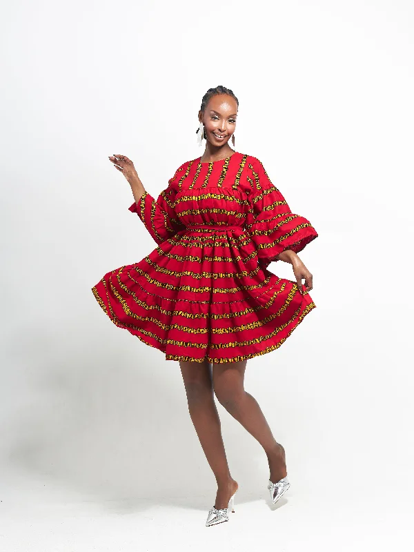 ladies-mini-dress-day-to-dazzle-RUWE African Print Tiered Mini Dress